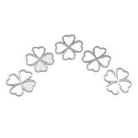 Connecteurs en acier inoxydable, Trèfle à quatre feuilles, Placage de couleur argentée, 18x18x1mm, Vendu par PC