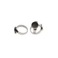 acier inoxydable anneau à base plat de protection, Placage de couleur argentée, 20x19x4mm, Vendu par PC
