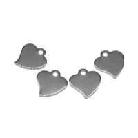 Stainless Steel Heart Pendants, silver color plated, 12x12x1mm, Sold By PC