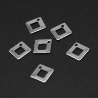 الفولاذ المقاوم للصدأ قلادة, مربع, لون الفضة مطلي, 7x7x7mm, تباع بواسطة PC
