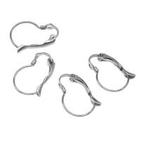 Rustfrit stål Håndtag Back Earring Component, Stainless Steel, Heart, sølvfarvet forgyldt, 19x14x2mm, Solgt af PC