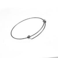 Stainless Steel Bangle, Round, silver color plated, 63x63x2mm, Sold By PC