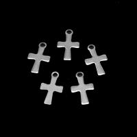 Stainless Steel Cross Pendants, silver color plated, 12x7x1mm, Approx 1000PCs/Bag, Sold By Bag