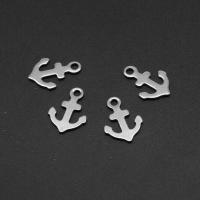 Stainless Steel Pendants, Anchor, silver color plated, 13x9x1mm, Approx 1002PCs/Bag, Sold By Bag
