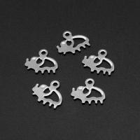 Stainless Steel Pendants, Pig, silver color plated, 10x11x1mm, Approx 1000PCs/Bag, Sold By Bag
