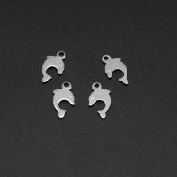 Stainless Steel Animal Pendants, Dolphin, silver color plated, 12x6x1mm, Approx 1000PCs/Bag, Sold By Bag