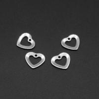 Stainless Steel Heart Pendants, silver color plated, 10x11x1mm, Approx 1000PCs/Bag, Sold By Bag