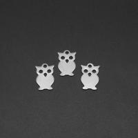 Stainless Steel Animal Pendants, Owl, silver color plated, 10x17x1mm, Approx 1000PCs/Bag, Sold By Bag