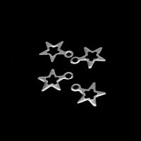 Stainless Steel Pendants, Star, silver color plated, 10x8x1mm, Approx 1000PCs/Bag, Sold By Bag