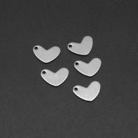 Stainless Steel Heart Pendants, silver color plated, 2x10x1mm, Approx 1000PCs/Bag, Sold By Bag