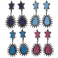 Rhinestone Earring Rhinestone Clay Pave with Zinc Alloy plated for woman 75mm Sold By Pair