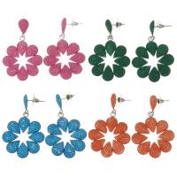 Rhinestone Earring Rhinestone Clay Pave with Zinc Alloy Flower for woman 57mm Sold By Pair