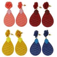 Rhinestone Earring Rhinestone Clay Pave with Resin & Zinc Alloy Teardrop for woman 66mm Sold By Pair