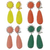 Rhinestone Earring Rhinestone Clay Pave with Zinc Alloy for woman 58mm Sold By Pair