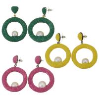 Süßwasserperlen Ohrringe, Ton, mit Perlen & Zinklegierung, für Frau & hohl, keine, 57mm,40x44mm, verkauft von Paar