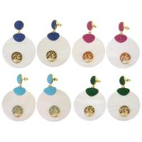 Shell Drop Earring with Rhinestone Clay Pave & Zinc Alloy for woman 67mm Sold By Pair