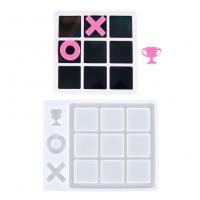DIY Epoxy Mold Set Silicone for Tic Tac Toe Resin Mold OX Board Game Silicone Epoxy Mold plated durable white Sold By Lot
