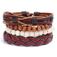 PU Leather Cord Bracelets, bracelet, with Tibetan Style, plated, 4 pieces & fashion jewelry & Unisex, 6CM,17-18CM,8-9CM,7.9CM,9.7CM, Sold By Set