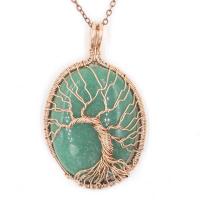 Gemstone Pendants Jewelry Zinc Alloy with turquoise & Tiger Eye & Green Aventurine & Amethyst & Clear Quartz DIY Sold By PC