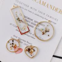 Resin Zinc Alloy Pendants with Shell & Resin gold color plated DIY & enamel nickel lead & cadmium free Sold By Bag
