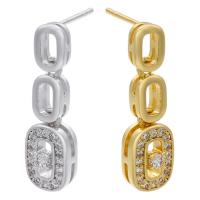 Cubic Zirconia Micro Pave Brass Earring, plated, micro pave cubic zirconia & for woman, more colors for choice, nickel, lead & cadmium free, 6.80x23mm, Sold By Pair
