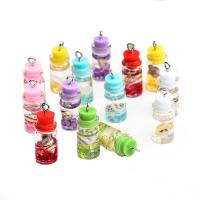 قذيفة المعلقات, زجاج, مع قذيفة & حجر الراين, زجاجة, ملصقا الايبوكسي, ديي, المزيد من الألوان للاختيار, 10x18mm, تباع بواسطة PC