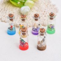 Shell Pendants, Glass, with Shell & Rhinestone, Bottle, epoxy gel, DIY, more colors for choice, 15x35mm, Sold By PC
