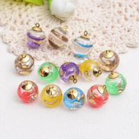 Shell Pendants, Glass, with Rhinestone & Tibetan Style, Round, epoxy gel, DIY, more colors for choice, 15x25mm, Sold By PC