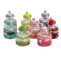 Shell Pendants, Glass, with Shell & Rhinestone, Bottle, epoxy gel, DIY, more colors for choice, 25x30mm, Sold By PC