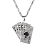 Titanium Steel Necklace, Tibetan Style, with Titanium Steel, Poker, fashion jewelry & for man, nickel, lead & cadmium free, 41mm, Sold Per 28.35 Inch Strand