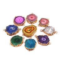 Πάγος χαλαζία Agate Connetor, επιχρυσωμένο, κοσμήματα μόδας & DIY, περισσότερα χρώματα για την επιλογή, Sold Με PC