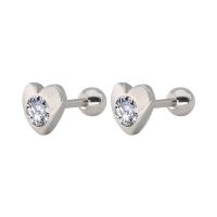 Titanium Steel Stud Earring with Cubic Zirconia plated fashion jewelry & Unisex Sold By PC
