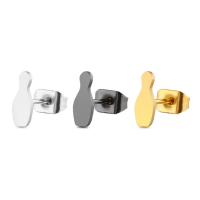 Titanium Steel Stud Earring, plated, fashion jewelry & Unisex, more colors for choice, 0.80x11x8mm, Sold By PC