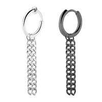 Huggie Hoop Drop Earring, Titanium Steel, plated, fashion jewelry & Unisex, more colors for choice, 2.50x12x37mm, Sold By PC