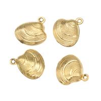 Bijoux pendentifs en acier inoxydable , coquille, Placage de couleur d'or, 15x13x4mm, Vendu par PC