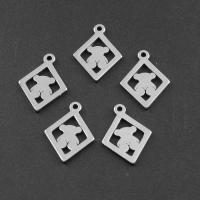 Stainless Steel Pendants,  Square, silver color plated, 18x13x1mm, Sold By PC