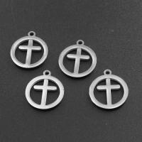 Stainless Steel Pendants, Round, silver color plated, 17x11x1mm, Sold By PC