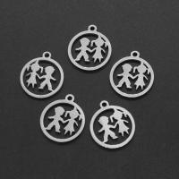 Stainless Steel Pendants, Round, silver color plated, 17x15x1mm, Sold By PC