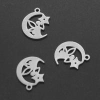 Bijoux pendentifs en acier inoxydable , lune, Placage de couleur argentée, 18x14x1mm, Vendu par PC