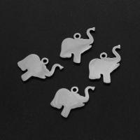 Edelstahl Tieranhänger, Elephant, silberfarben plattiert, 12x17x1mm, verkauft von PC