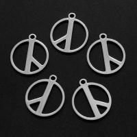 Stainless Steel Pendants, Round, silver color plated, 17x15x1mm, Sold By PC