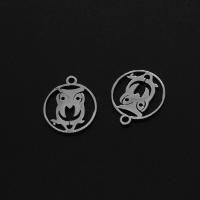 Stainless Steel Pendants, Round, silver color plated, 17x15x2mm, Sold By PC