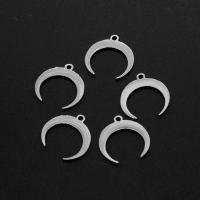 Stainless Steel Pendants, Moon, silver color plated, 13x13x1mm, Sold By PC