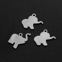 Edelstahl Tieranhänger, Elephant, silberfarben plattiert, 15x15x1mm, verkauft von PC