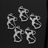 Stainless Steel Animal Pendants, Cat, silver color plated, 18x12x1mm, Sold By PC