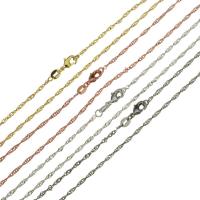 Messing Chain halskæde, Høj kvalitet belagt og aldrig falme & Unisex & Singapore kæde, flere farver til valg, nikkel, bly & cadmium fri, 2mm, Længde Ca. 18 inch, 10Strands/Lot, Solgt af Lot
