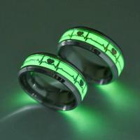 Stainless Steel Finger Ring Electrocardiographic plated Unisex & luminated US Ring Sold By PC