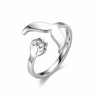 aço inoxidável Cuff Ring Finger, Garra, platinado, unissex & ajustável, tamanho:6-13, vendido por PC