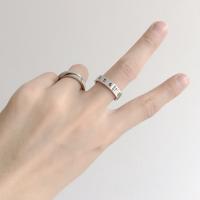 Палец кольцо из нержавеющей стали, нержавеющая сталь, Мужская & с рисунками цифры & разный размер для выбора & эмаль, серебряный, 6mm, 2mm, размер:6-13, продается PC