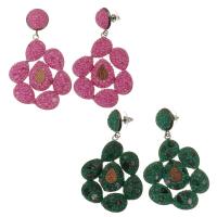 Rhinestone Earring Rhinestone Clay Pave with Zinc Alloy Flower for woman 63mm Sold By Pair